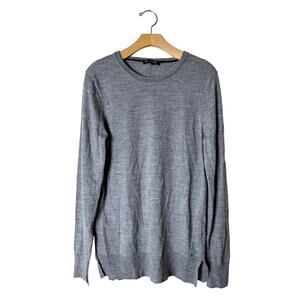 Rag & Bone Small Gray Marl Merino Wool Crew Neck Lightweight Tunic Sweater